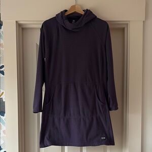 Purple Hooded Mountain Hardware waffle fleece Long Sleeve Dress with cowl neck